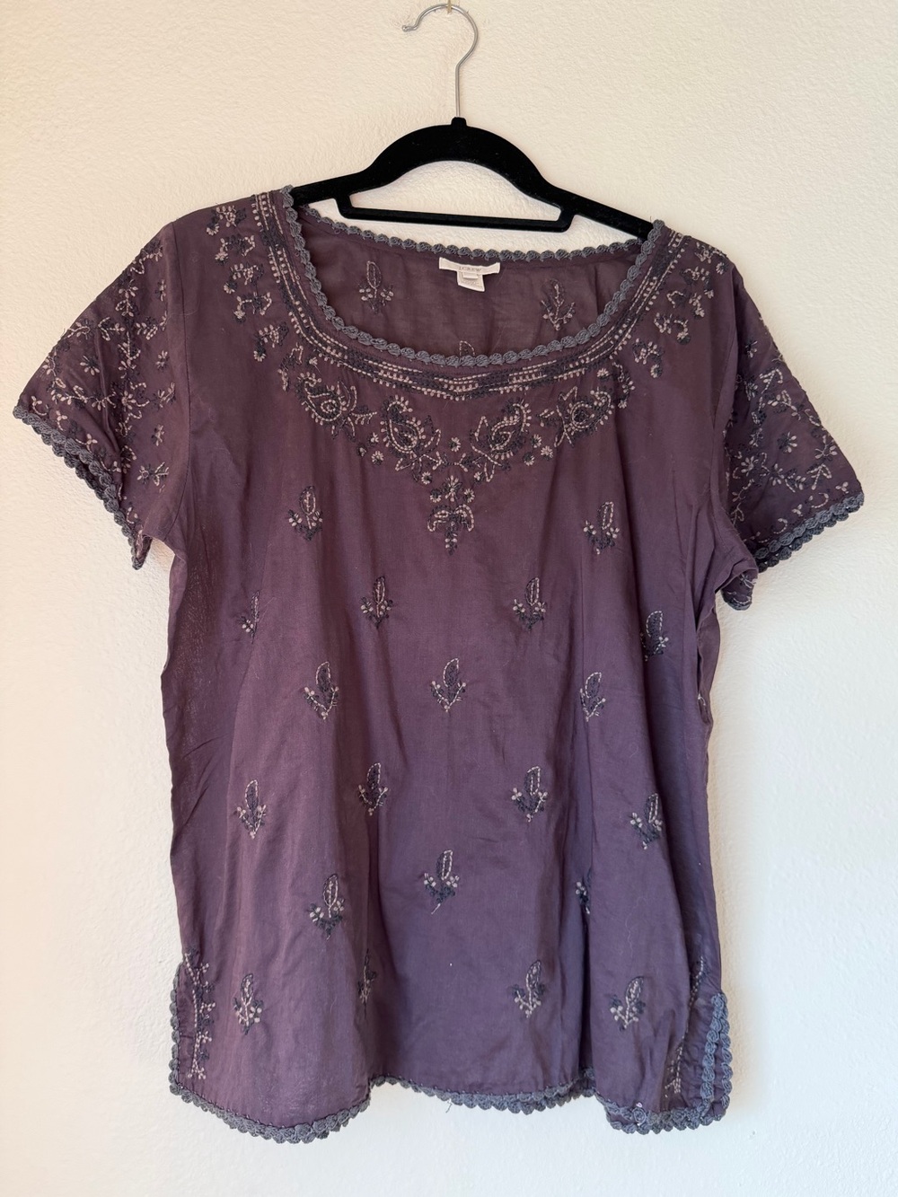 J. Crew Embroidered Cotton Blouse, Size Small